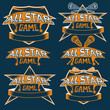 set of vintage sports all star crests with lacrosse theme