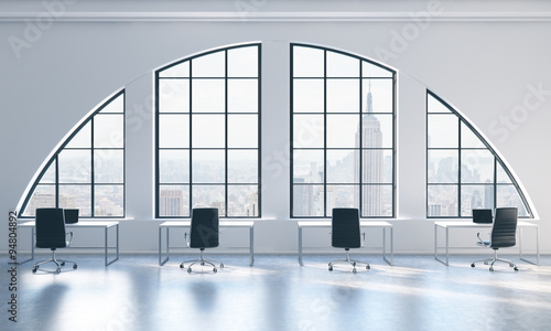 Workplaces In A Bright Modern Open Space Loft Office White