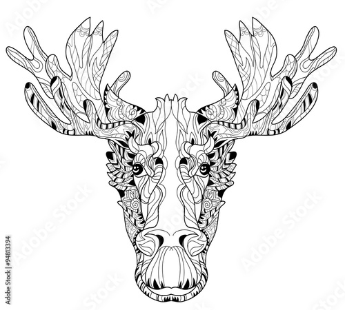 Naklejka samoprzylepna Ozdobnych głowa łosia z warstwami ilustracji wektorowych