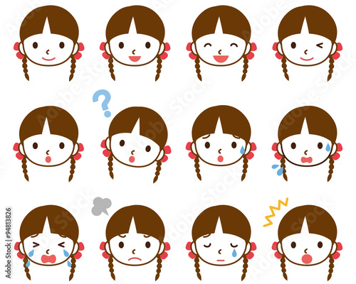 子供 女の子 顔アイコン 表情セット Stock Illustration Adobe Stock 子供 女の子 顔アイコン 表情セット Stock Illustration Adobe Stock