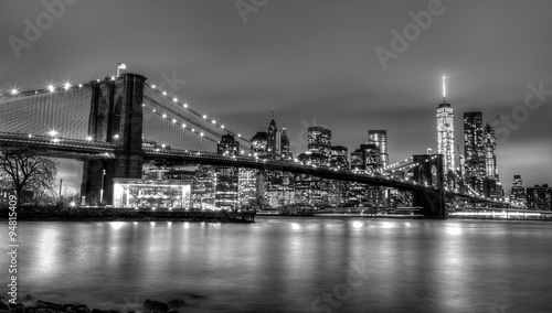 Brooklyn bridge at dusk, New York City.