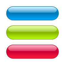 Glossy Blue, Red And Green Web Buttons.