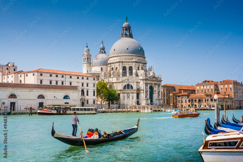 Canal Grande with Basilica di Santa Maria della Salute, Venice, Italy - obrazy, fototapety, plakaty 