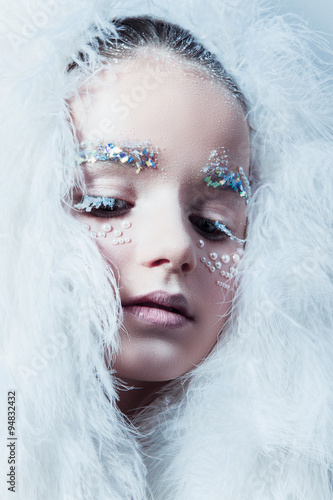 Winter Woman Portrait Snow Beauty Fashion Model Girl With White