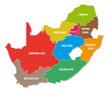south africa colorful administrative map