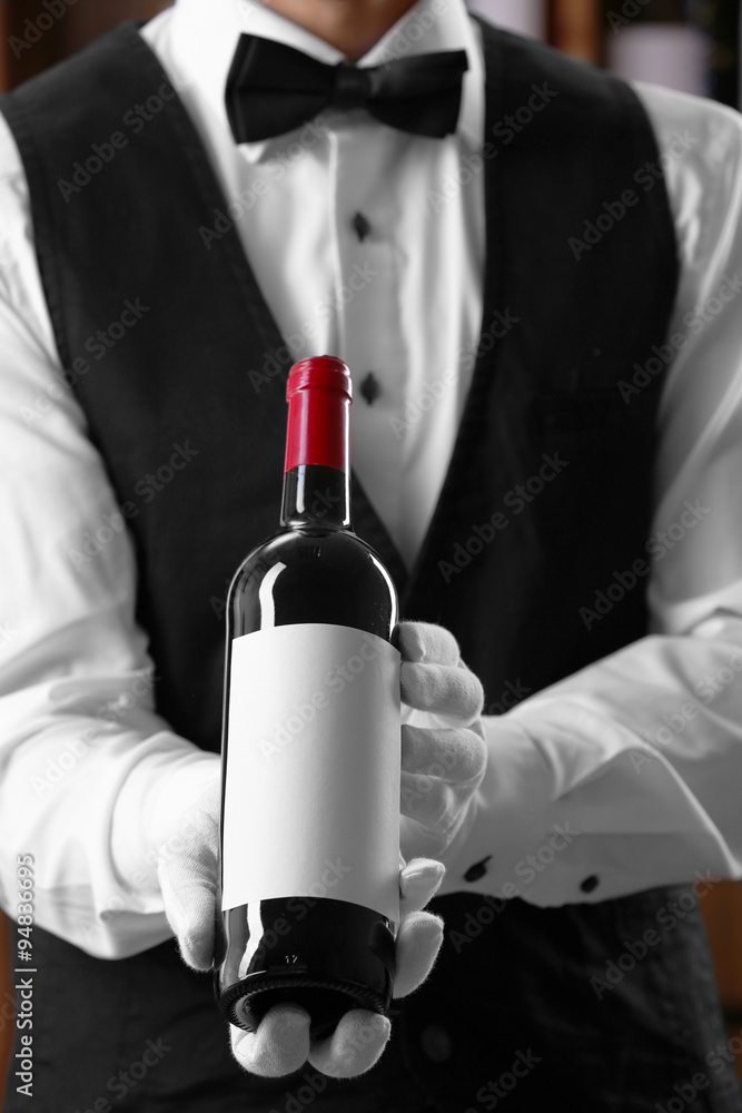 Bartender working on bar background