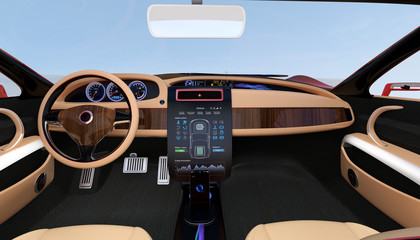 Electric car console. User using touch screen to control the system. Original design.