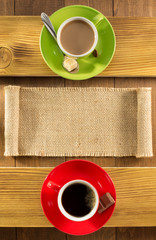 Poster - cup of  coffee on wood