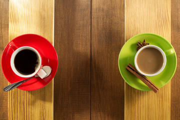 Poster - cup of  coffee on wood