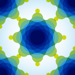 Poster - Yellow, blue and green blended transparent circles on white background seamless pattern