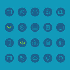 Poster - Different line style icons on circles set. Application pictogram