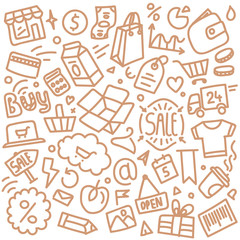 Poster - Different web interface doodle silhouettes. Cartoon style sketch