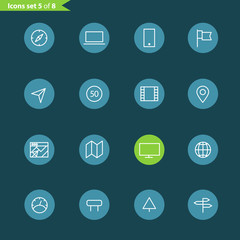 Poster - Different line style icons collection. Mobile or web application