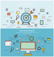 Flat design concepts for web development and success in business
