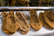 Traditional Folk Costume Element - Footwear On Latvian Ethnographic Open Air Museum