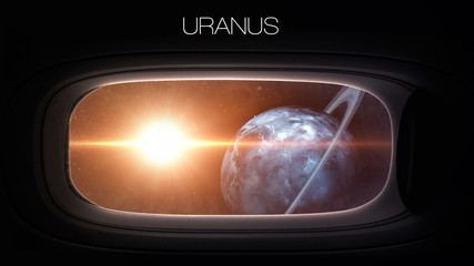 Wall Mural - uranus - beauty of solar system planet in spaceship window porthole. elements of this image furnishe