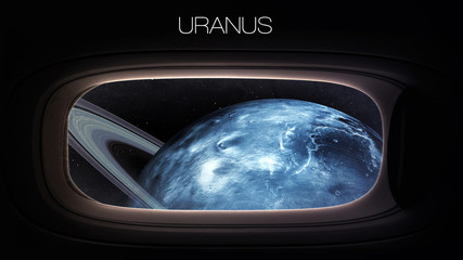 Wall Mural - uranus - beauty of solar system planet in spaceship window porthole. elements of this image furnishe