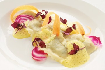 Wall Mural - fresh ravioli plated appetizer starter