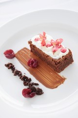 Canvas Print - chocolate brownie plated dessert