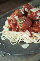 Wall Mural - italian meatballs with spaghetti