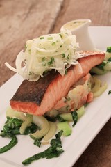 Canvas Print - healthy salmon dinner