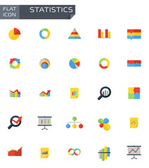 Wall Mural - vector flat statistics icons set on white background. statistics icon object, statistics icon pictur
