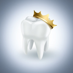 tooth with gold crown