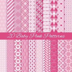 Wall Mural - baby pink seamless patterns. vector illustration