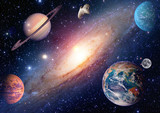 Fototapeta  - Astrology astronomy earth moon outer space mars saturn solar system planet galaxy. Elements of this image furnished by NASA.