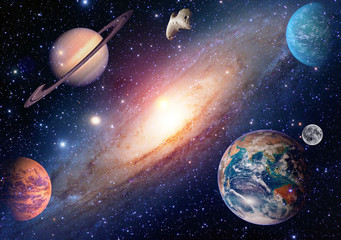 Wall Mural - astrology astronomy earth moon outer space mars saturn solar system planet galaxy. elements of this 