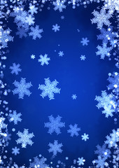 Poster - Christmas blue background with snowflakes