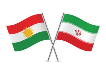 Kurdish and Iranian flags. Vector illustration.