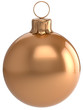 Christmas ball New Year's Eve bauble golden wintertime decoration sphere hanging adornment classic. Traditional winter holidays home ornament Merry Xmas event symbol shiny blank. 3d render isolated