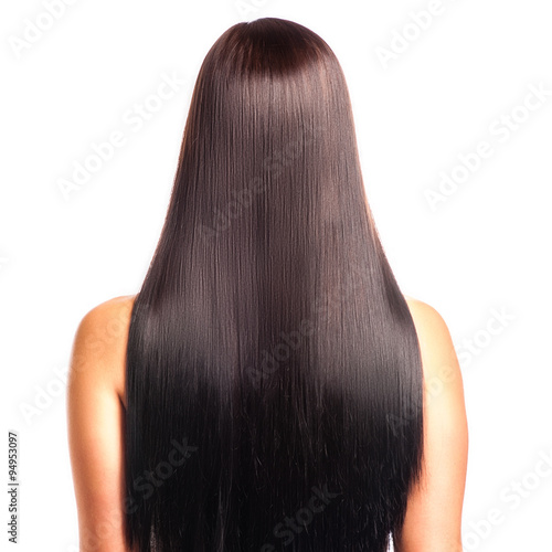 Back View Of A Woman With Long Straight Black Hair Buy This