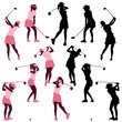 © Vizualbyte - female golf poses in silhouettes