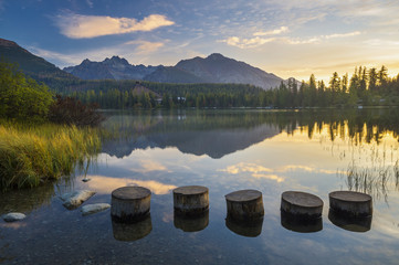 Strbske Pleso mountain lake