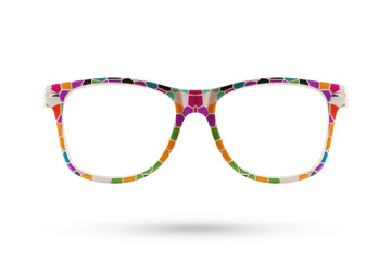 Fashion rainbow glasses style plastic-framed isolated on white b