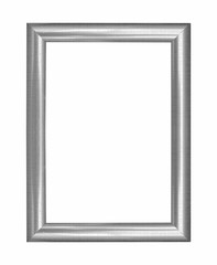 wooden silver frame vintage isolated background, use clipping pa