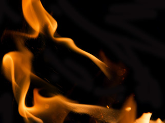 Fire flames on a black background