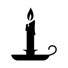 Old Fashioned Lit Candle / Candlestick On Holder Flat Icon For Apps And Websites