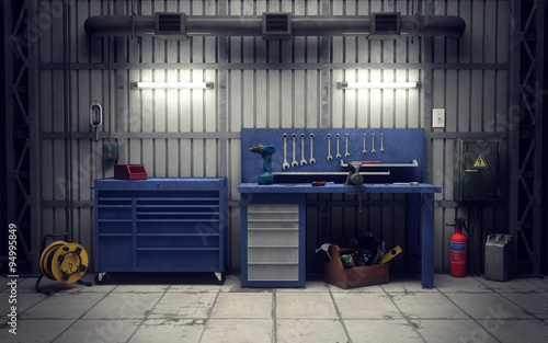 Fotografía Garage workshop. 3d rendering