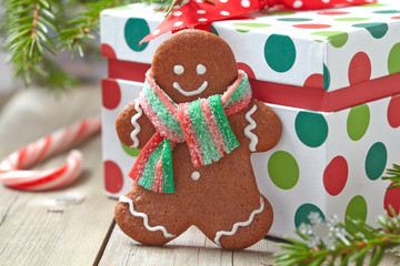 Wall Mural - Christmas Decorations with Gingerbread man