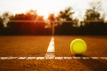 Wall Mural - Ball on a tennis court
