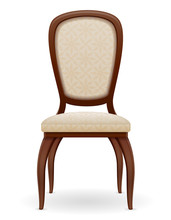Wooden Chair Furniture With Padded Backrest And Seats Vector Ill