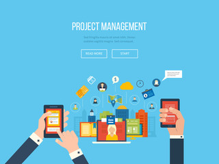 Flat design illustration concepts for project management. 