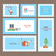 Set of flat design Christmas and New Year greeting cards