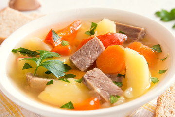 Wall Mural - Meat and vegetables soup