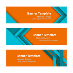 Wall Mural - Set of modern colorful horizontal vector banners in a material design style. 