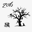 year of monkey with symbol for monkey and monkey tree eps10