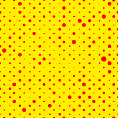Fototapete - Duotone, red, yellow pop art, polka dot, dotted pattern.
